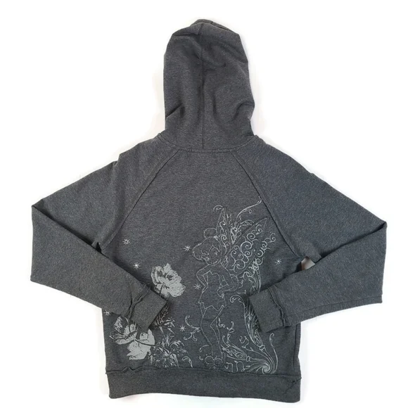 Disney Charcoal Hoodie with Embroidered Tinkerbell Womens S - Picture 2 of 3
